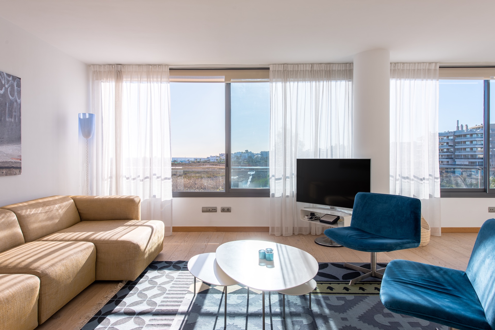 Resa Estates Ibiza for sale te koop apartment views Botafoch Talamanca Living .jpg